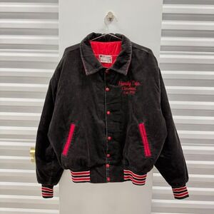 90s West Wind Corduroy Varsity Jacket Mens XXL Black Cleveland Family Trio USA